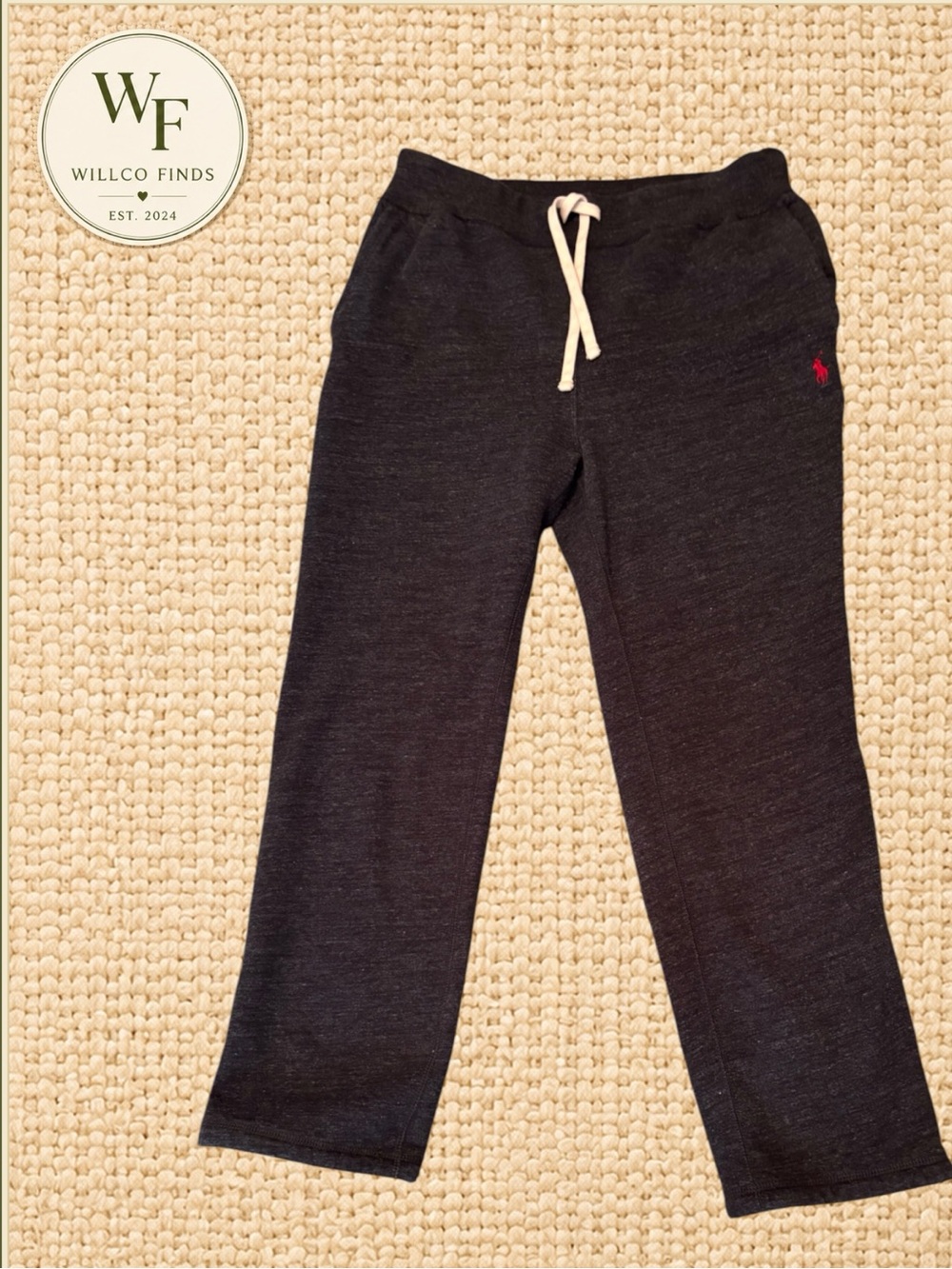 Polo Ralph Lauren Men’s Large Gray Fleece Sweatpants Red Pony Drawstring